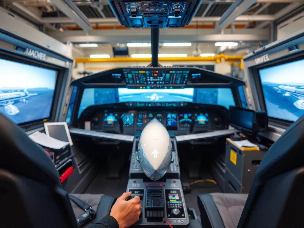 B737全动模拟器驾驶舱，视景系统和运动平台展示